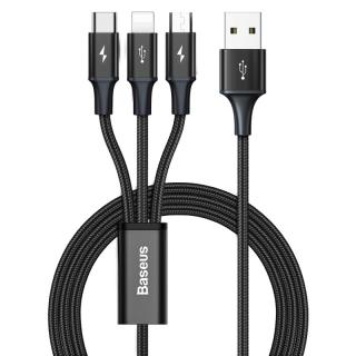 Baseus multifunkční nabíjecí a datový kabel 3-in-1 Micro + Lightning + Type-C 3A 1.2M Black / CAJS000001