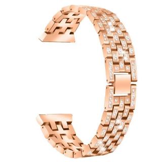 Lesklý kovový řemínek s kamínky / šířka 18mm / rose gold /