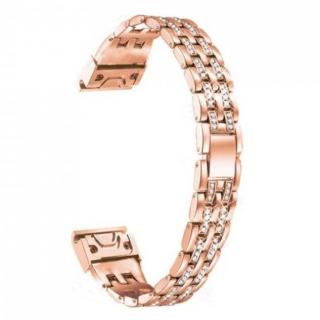 Rose gold lesklý kovový řemínek s kamínky / šířka 20mm /