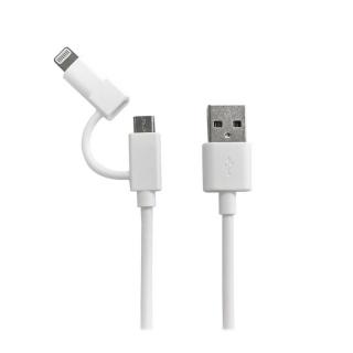 Smartline nabíjecí a datový kabel USB / Micro USB + Lightning / délka 1m / bílý