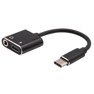 XZT audio a napájecí adaptér 2v1 /  USB-C / 3.5mm Jack + USB-C / černý