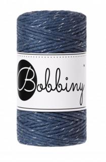 Bobbiny Macrame Baby 1,5 mm - jeans se stříbrnou nitkou