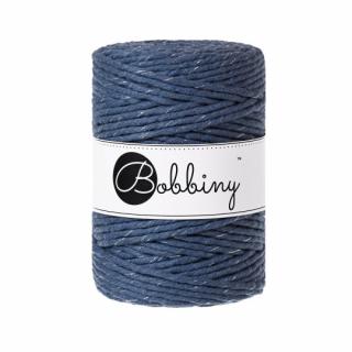 Bobbiny Macrame XXL 5mm - jeans se stříbrnou nitkou