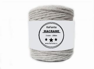 Macrame příze KaFanta 3mm/200m - šedá