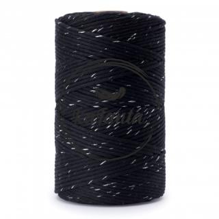 Macrame příze KaFanta PREMIUM 3mm/200m - black silver