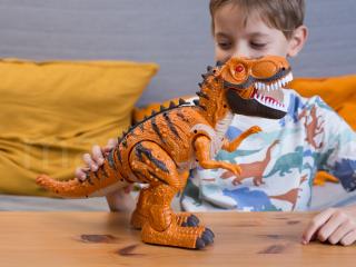 Dinosaurus chodící s efekty 50 cm - Oranžový