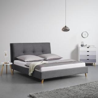 Designová postel na nožičkách šedá čalouněná, 180x200 cm