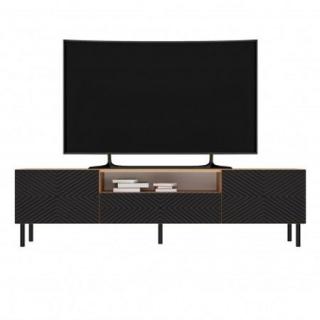 Designová skříňka pod tv 160 cm dub artisan / černá, frézovaná dvířka