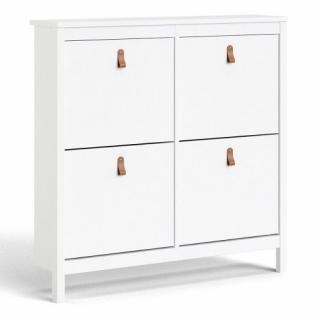 Desingový výklopný botník bílý se 4 přihrádkami na 16 párů bot, 102,5x103x24,5 cm