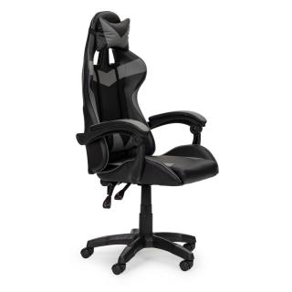Ergonomická otočná herní židle s polštářkem pod hlavu černá / šedá ekokůže