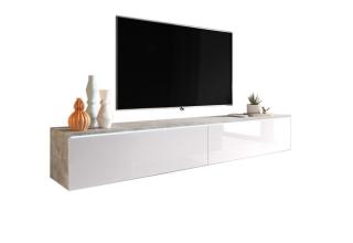 Expedo TV stolek MENDES D 180, 180x30x32, beton/bílá lesk