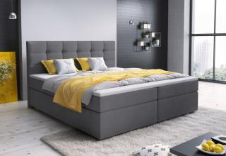 Kvalitní postel boxspring 180x200 cm komplet s matrací a topperem, šedá