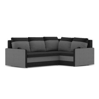 Levná rohová sedačka černá / šedá látka rozkládací s úložným prostorem 225 cm