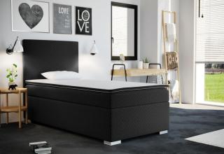 Luxusní jednolůžko boxspring 90x200 cm komplet s matrací, černé