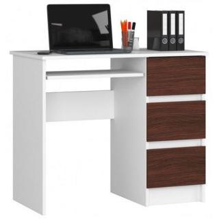 Malý psací stůl 90 bílá + wenge s výsuvnou deskou na klávesnici 90x50 cm