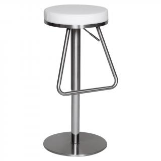 Moderní designová barová židle bílá / kov, otočná, výškově nastavitelná, 54-79 cm