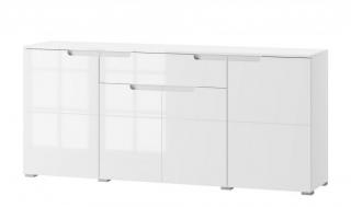 Moderní komoda bílá lesklá 180 do obývacího pokoje široká, 180x80x40 cm