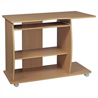 Psací stůl s úložnými prostory a výsuvnou deskou na klávesnici, dekor buk, 90x71 cm