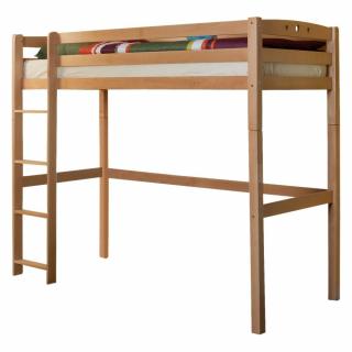 Vysoká postel jednopatrová / nízká jednolůžková postel 2v1, přírodní dřevo, 90x200 cm