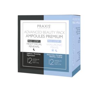 Sada Praxis Hyaluronic / Ampule s kyselinou hyaluronovou 12 amp.+ Night Facial Renew/ noční pleťové sérum 12 amp.