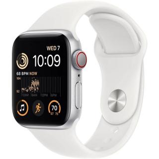 Hodinky Apple Watch SE GPS + Cellular, 44mm Silver Aluminium Case with White Sport Band - Regular - ROZBALENO