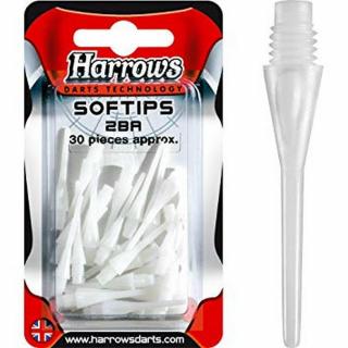 Hroty na šipky Harrows Dimple soft, plastové, bílé 30 ks/bal, 26mm, závit 2BA