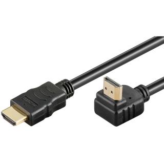 Kabel HDMI High Speed+Ethernet zlacený zahnutý konektor 90° 10m