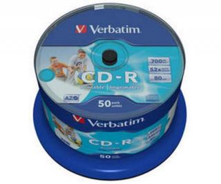 Médium Verbatim CD-R 700MB 80min 52x Crystal WIDE Printable 50-cake