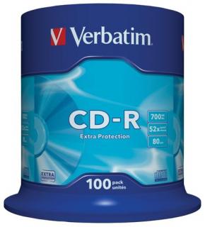 Médium Verbatim CD-R 700MB 80min 52x Extra Protection 100-cake