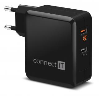 Napájecí adaptér Connect IT QUICK CHARGE 3.0 2x USB (3,4A) černý