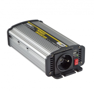 Napěťový měnič Carspa CAR600U-122 12V/230V+USB 600W, modifikovaná sinus (náhrada za CAR500-12)