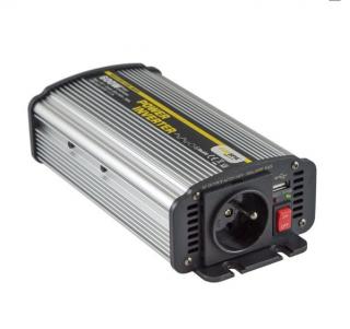 Napěťový měnič Carspa CAR600U-242 24V/230V+USB 600W, modifikovaná sinus (náhrada za CAR500-24)