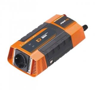 Napěťový měnič Carspa PID600-12, 12V/230V+2xUSB 600W, modifikovaná sinus, digitální display, vhodný do auta