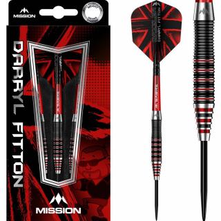 Sada šipek Mission steel Darryl Fitton Black-Red Electro 24g, 95% wolfram