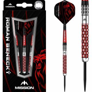 Sada šipek Mission steel Roman Benecký Black-Red PVD 22g, 90% wolfram