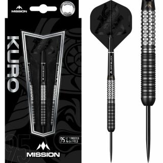 Šipky Mission steel Kuro 22g, black, M1, rear sabre grip, 95% wolfram