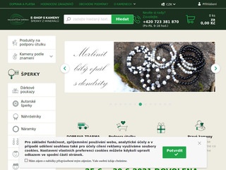 Malachitová skříňka e-shop s kameny, šperky z minerálů